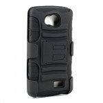 Wholesale LG F60 Armor Shell Holster Combo Belt Clip (Black)